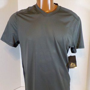 RBX Active Wear Quick Dry Men's S/S V-Neck Shirt Black/Olive Size Large NWT